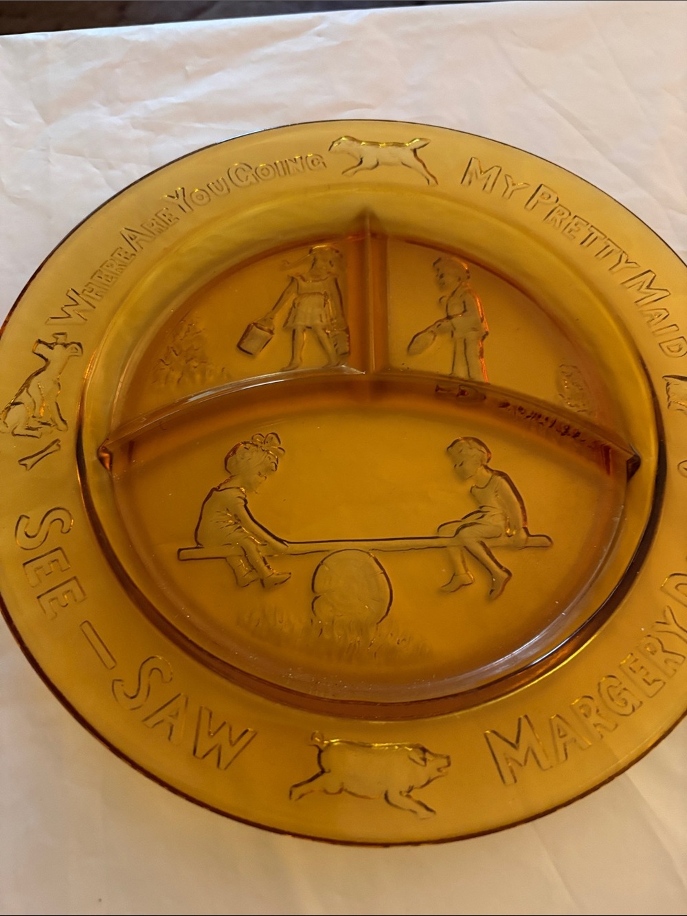 Amber 'See-Saw' Divided Glass Serving Platter